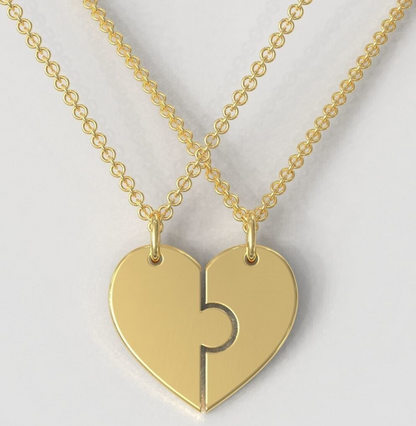 Puzzle Heart Brass Pendant Brass Heart Charm Gift For Couples Friend Valentine