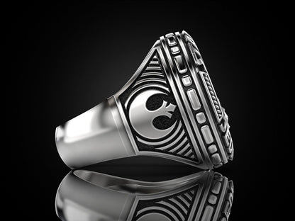 Star Trek Star Wars Jedi Order 925 Silver Vulcan Biker Ring US5-15 Unisex Ring