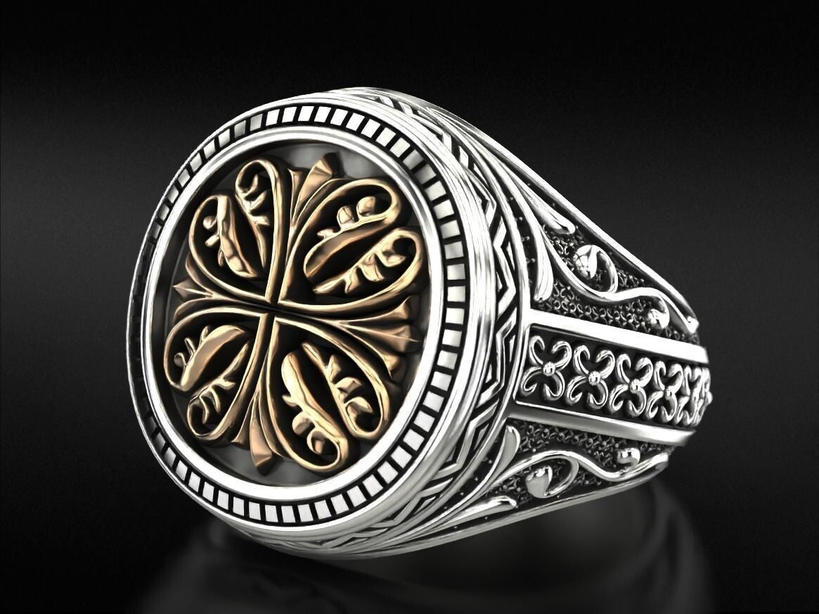 Templar Knight Cross Ring 925 Silver Medieval Seal Signet US5-15 Unisex Gift