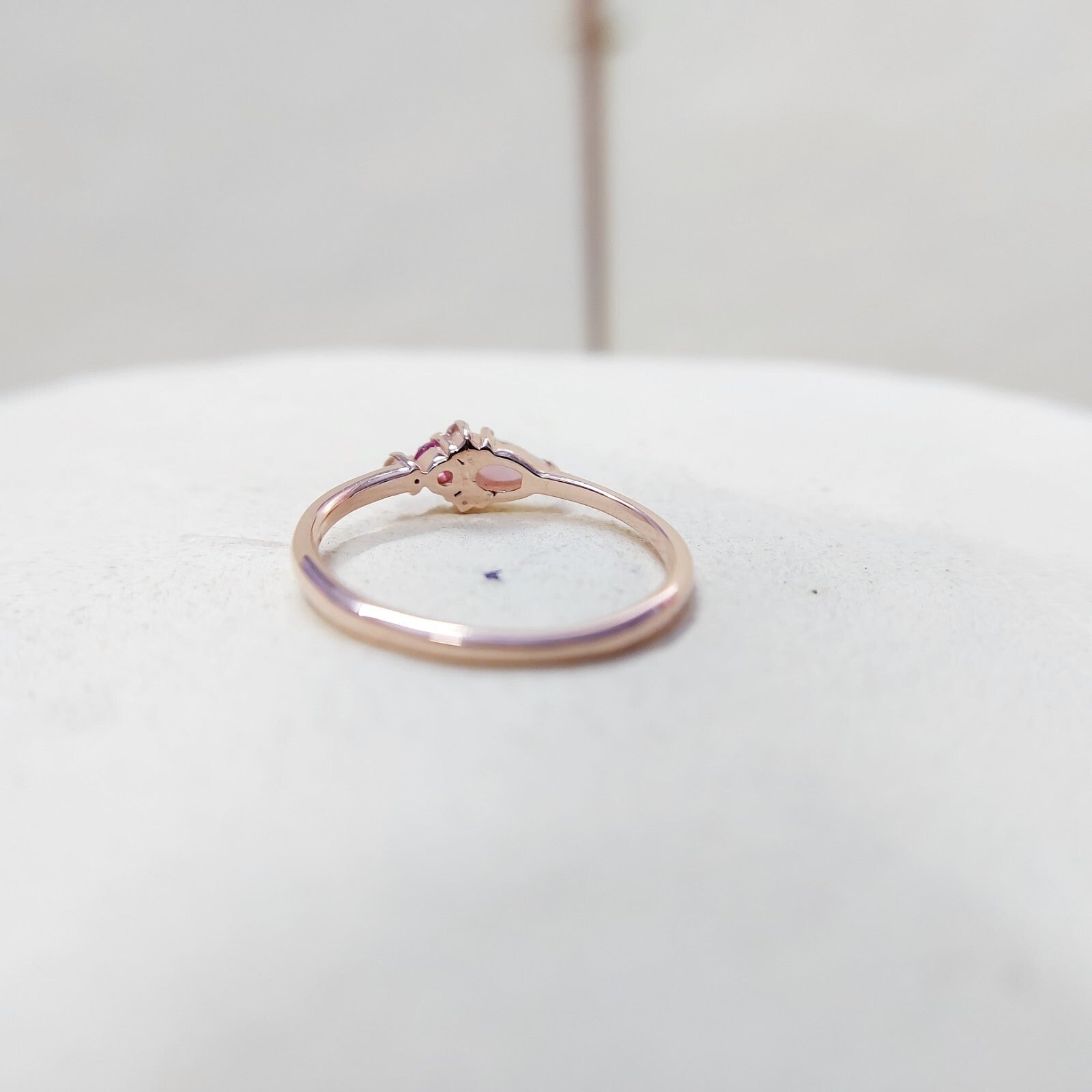 Pear Cut Opal and Pink Tourmaline Ring Gemstone Engagement Silver Ring Us5~ 15