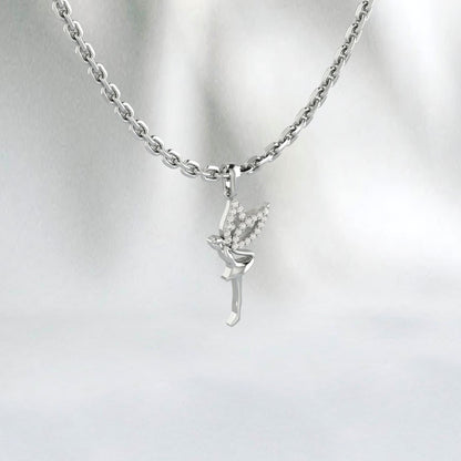 925 Silver Ballerina Pendant Angel Charm Micro Pave Diamond Pendant Dainty