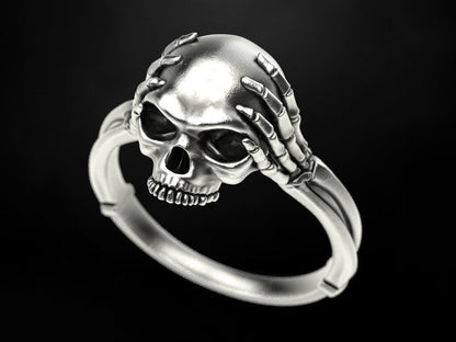 925 Silver Skull Bone Ring Gothic Biker Style Jewelry For Men Women Gift US5~15