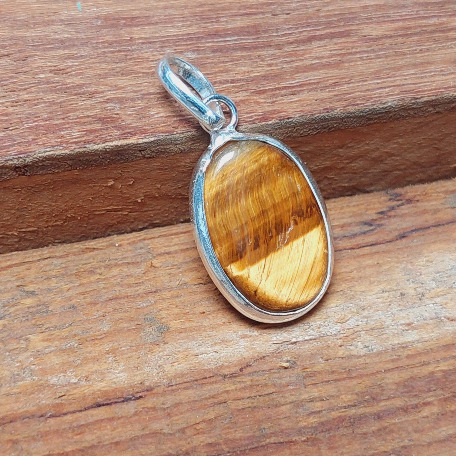 Solid 925 Sterling Silver Ovel Tiger Eye Pendant,Women Pedant Gift For Her