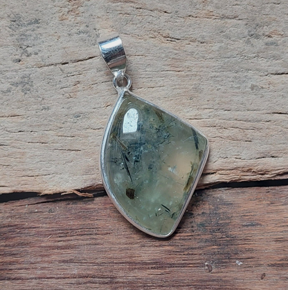 Fancy Shape Prehnite Gemstone 925sterling Silver Handmade Pendant,Christmas Gift