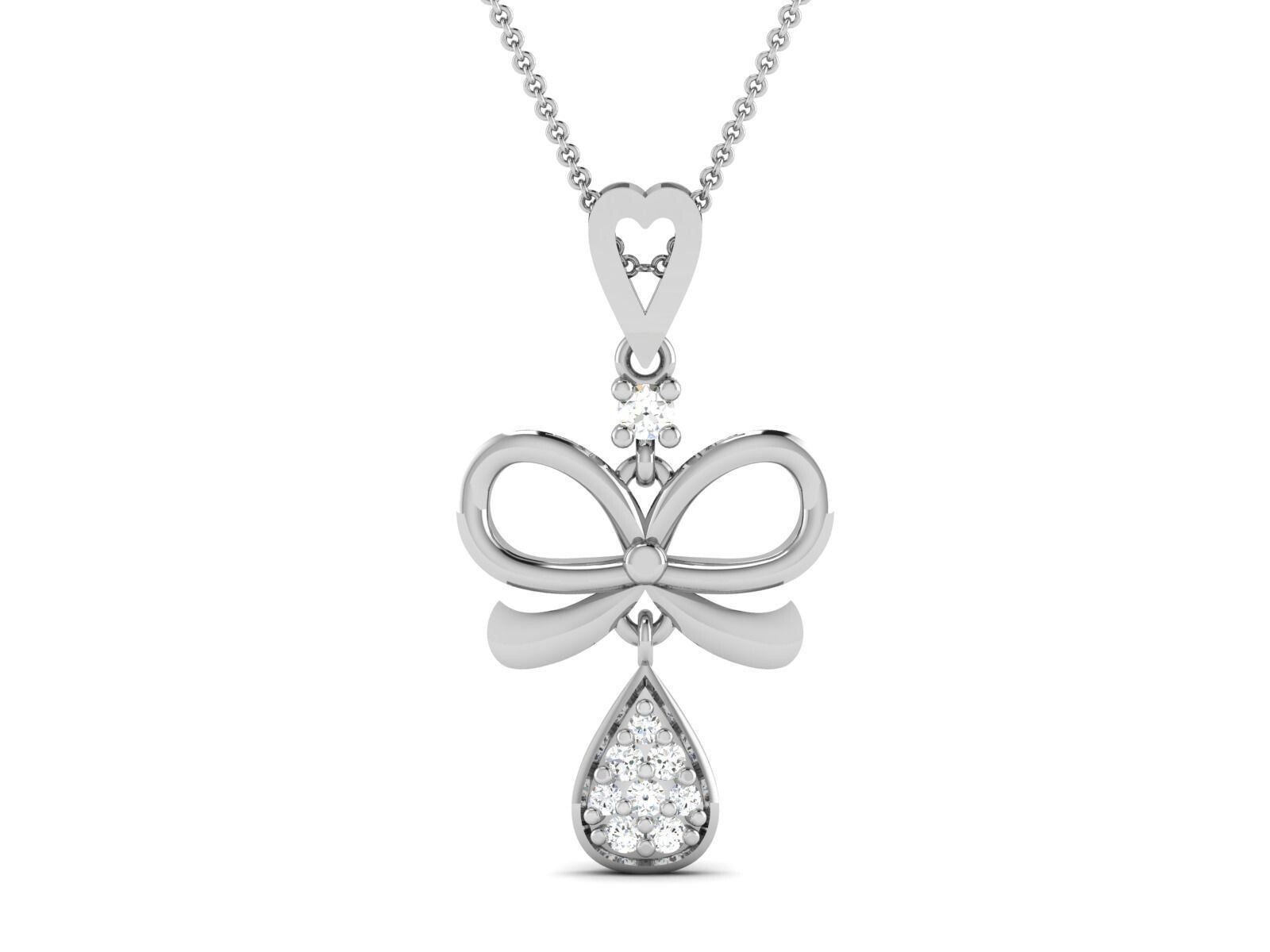 Silver Face Pendant Love Necklace CZ Design For Women Valentine Day Jewelry Gift