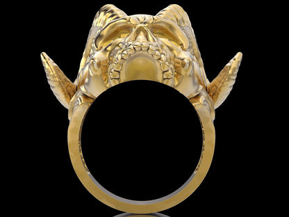 Brass Horn Tribal Gothic Biker Ring Skull Design US5~ 15 Retro Skull Men Ring