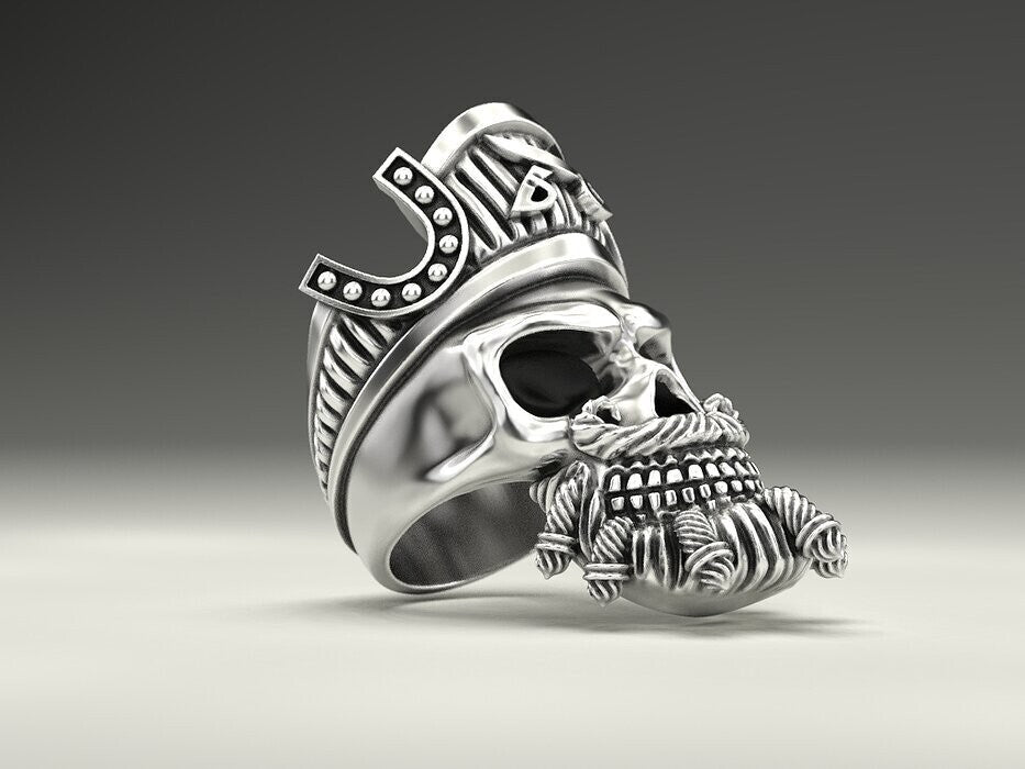 925 Sterling Silver Pirate Skull Ring US5~15 Vintage Biker Rider Gothic Ring