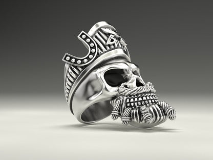 925 Sterling Silver Pirate Skull Ring US5~15 Vintage Biker Rider Gothic Ring