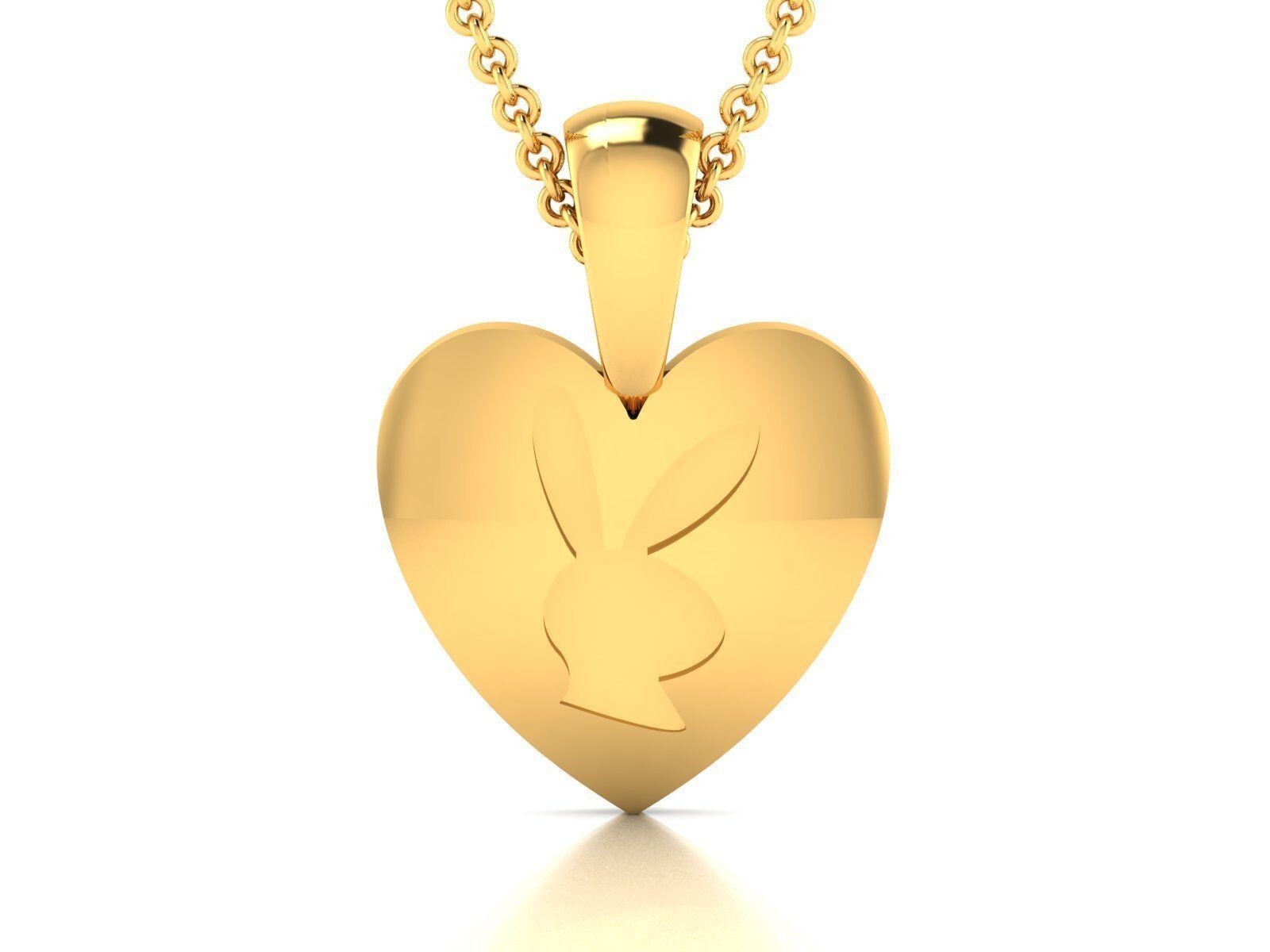 Playboy Bunny Heart Pendant Brass Waterproof Necklace Gift For Her Valentine Day
