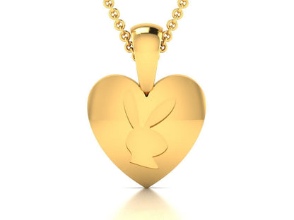 Playboy Bunny Heart Pendant Brass Waterproof Necklace Gift For Her Valentine Day