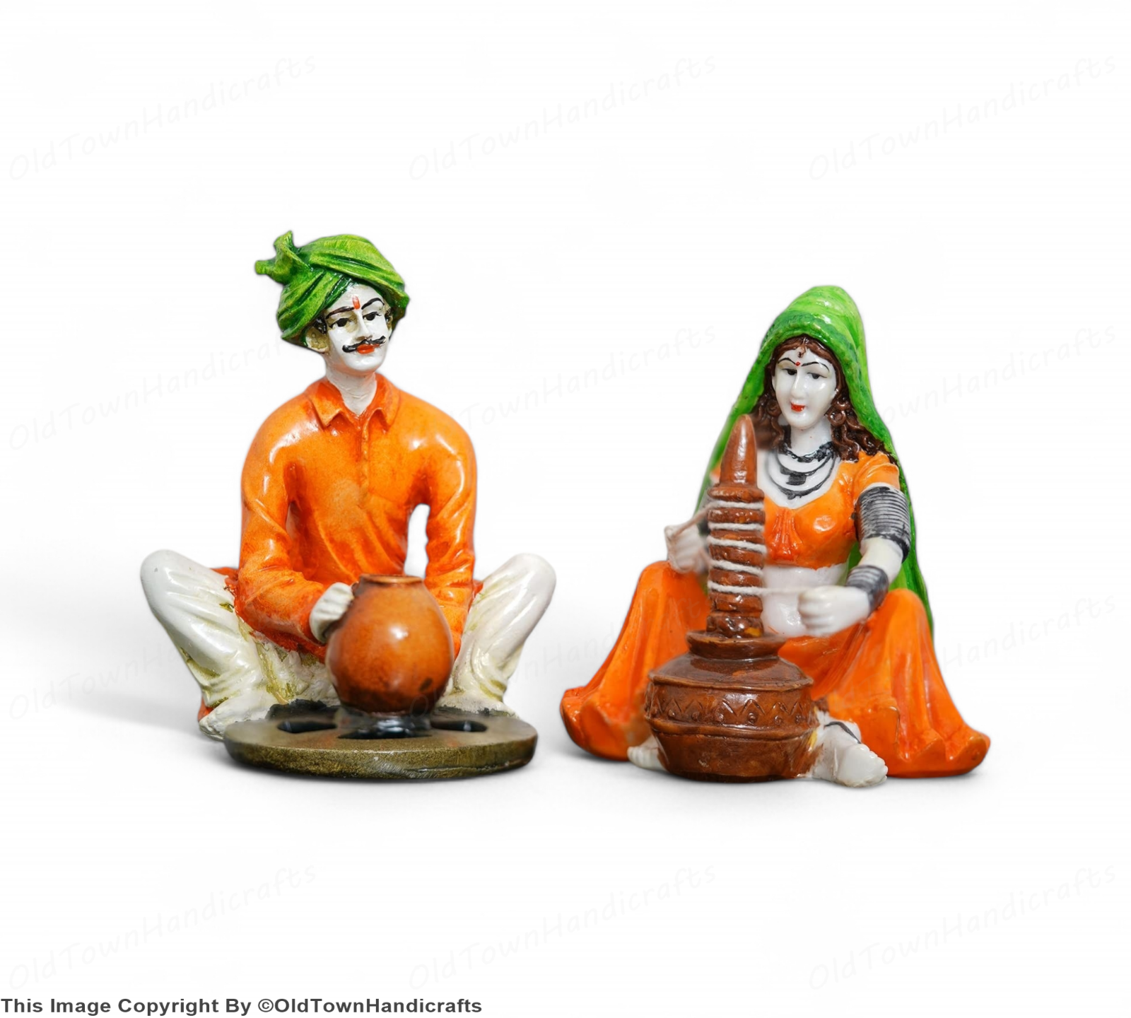 Rajasthani Craftsman Lady Polyresin Statue Handcrafted Decorative Showpiece
