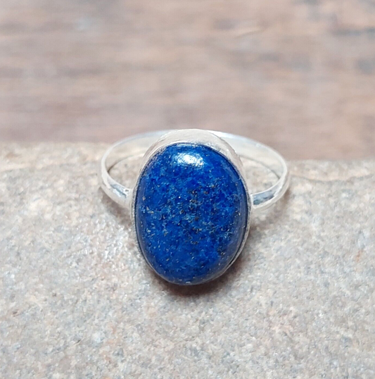 925 Silver Natural Blue Lazuli Lapis Ring Gemstone Handmade Unisex Ring