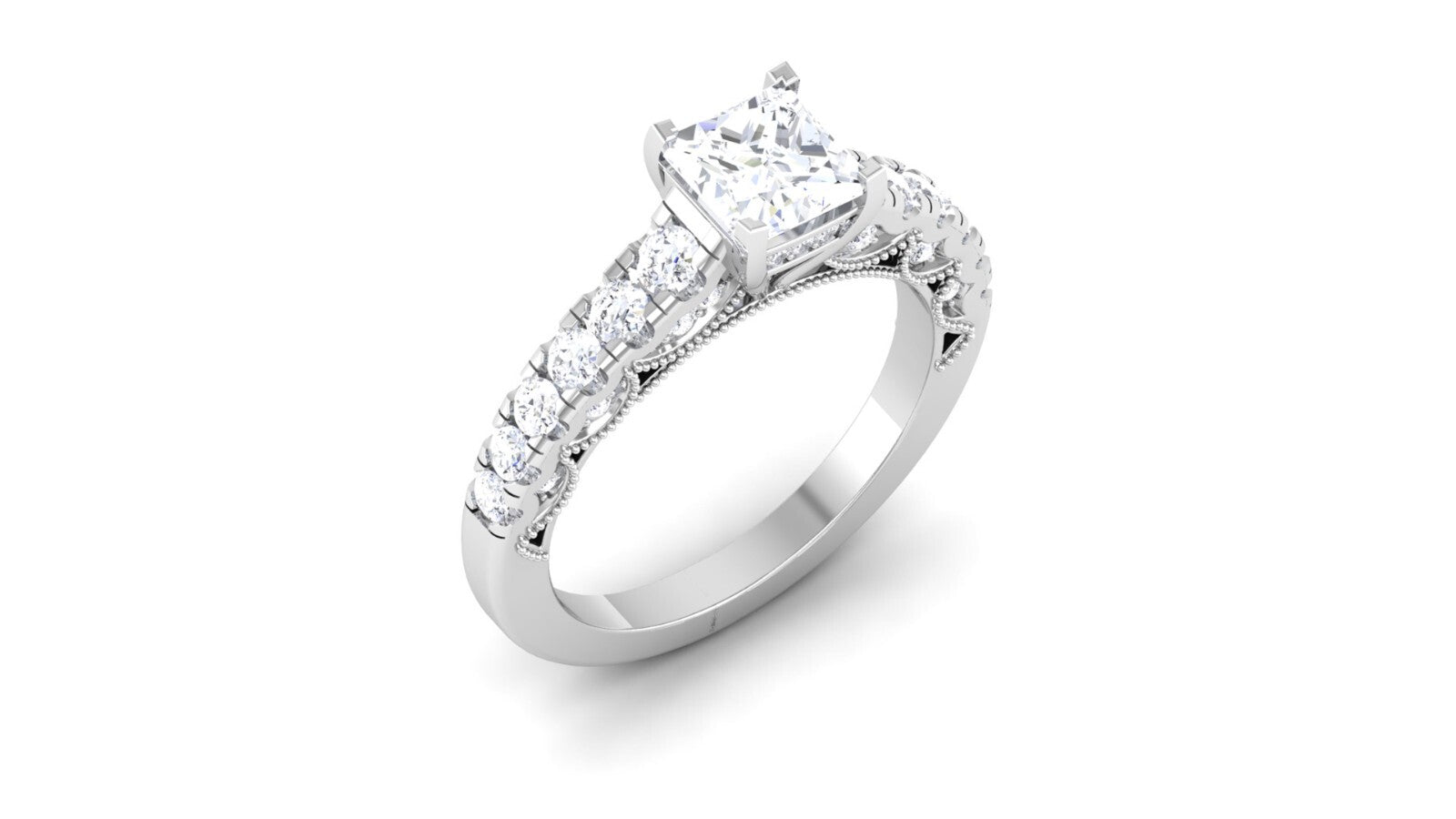 925 Sterling Silver Princess Cut Engagement Ring Lab Diamond Wedding Ring US5-15