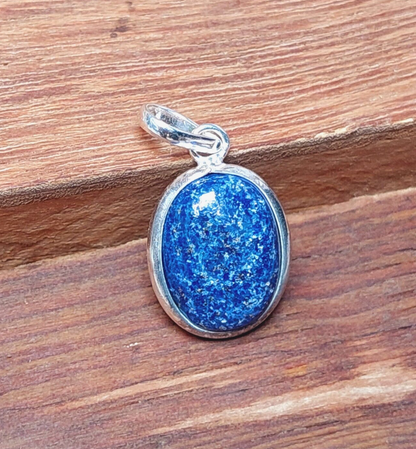 Ovel Blue Lapis Lazuli Pendant,925 Sterling Silver Gemstone Pendant Gift For Her