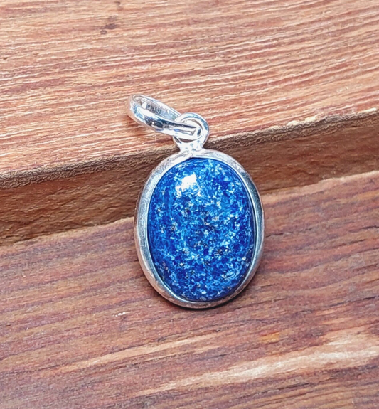 Ovel Blue Lapis Lazuli Pendant,925 Sterling Silver Gemstone Pendant Gift For Her