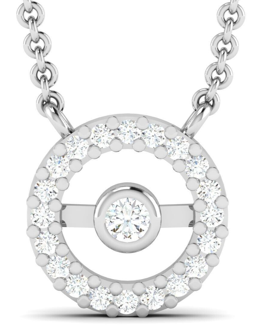 Halo Pendant Moissanite Diamond Round Engagement Necklace Silver