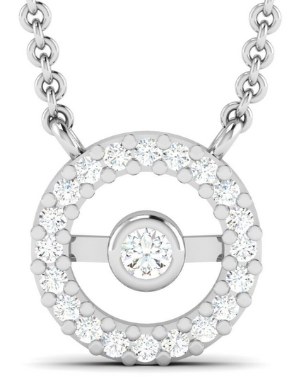 Halo Pendant Moissanite Diamond Round Engagement Necklace Silver