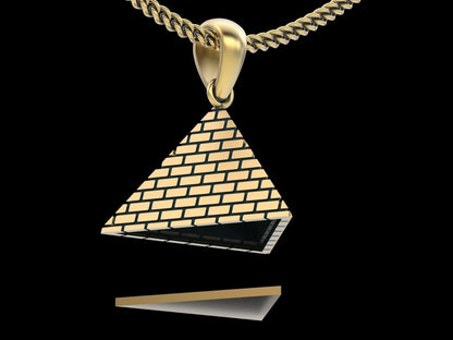 Vintage Egyptian Pyramid Brass Pendant Pyramid Necklace Charm History Inspired