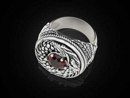 925 Sterling Silver Ouroboros Dragon Serpent Ring Handmade Ring Men Size 5-15
