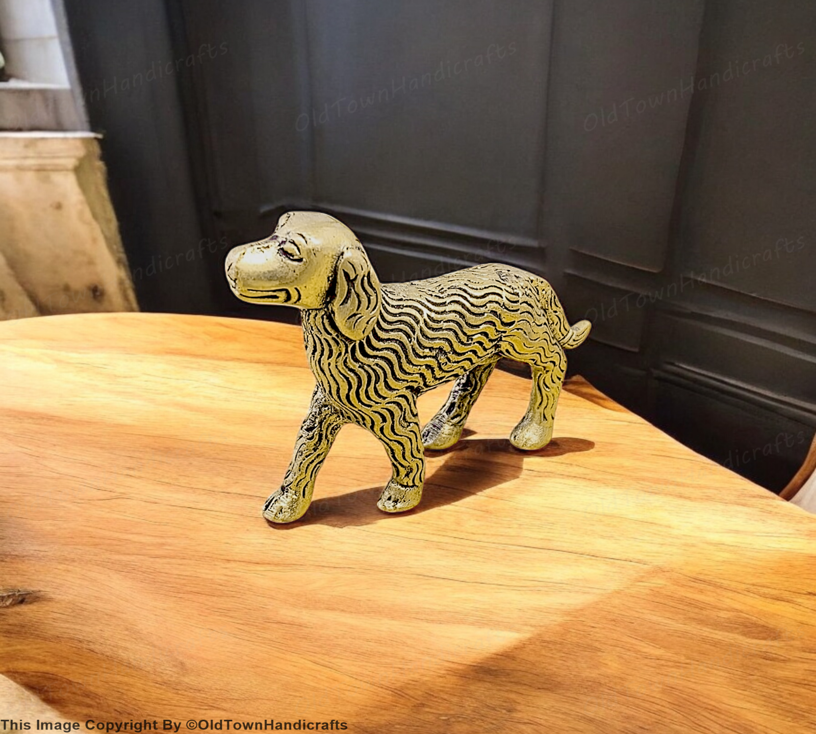 Handcrafted Brass Dog Showpiece for Home Office Decor Dog Collectible Gift Item