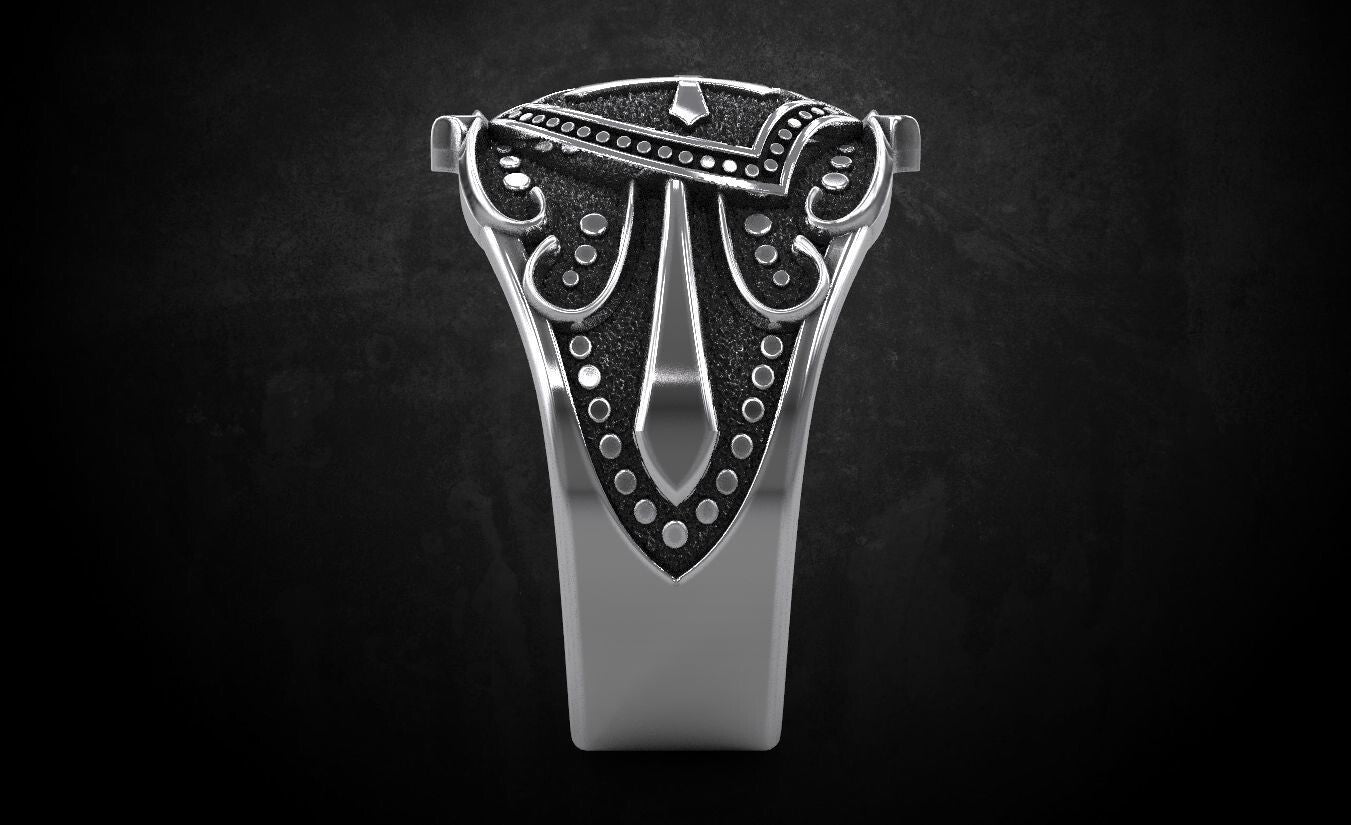Crusader Shield Ring Silver Cross Religious Jewelry for Him US 7-15 Unisex Gift