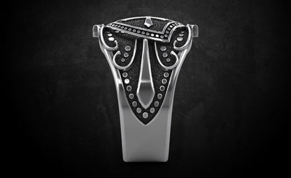 Crusader Shield Ring Silver Cross Religious Jewelry for Him US 7-15 Unisex Gift