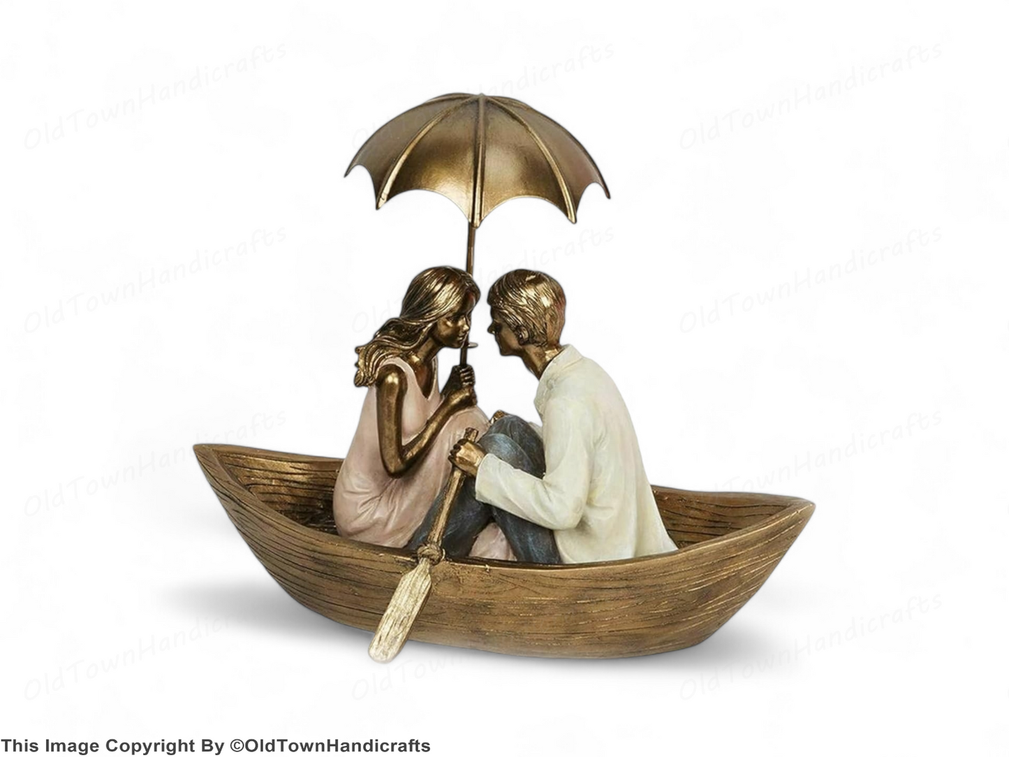 Polyresin Romantic Couple Boat Statue for Home Decor Gift for Loved Ones