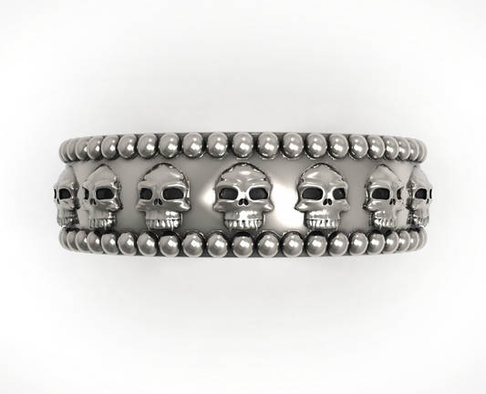 Gothic Skull Wedding Engagement Eternity Band 925 Silver Biker Skull Ring US5~15