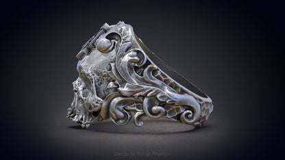Silver Masonic Skull Ring US7-15 Solid Handmade Masonic Skull Ring For Men Women