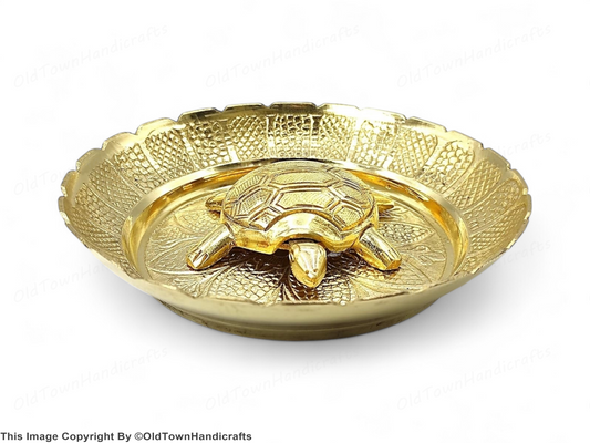 Vastu Feng Shui Brass Tortoise Plate Good Luck Career Health Home & Office