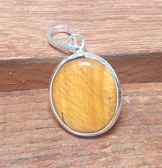 925 Sterling Silver Genuine Round Tiger Eye Pendant Necklace Gift For Her
