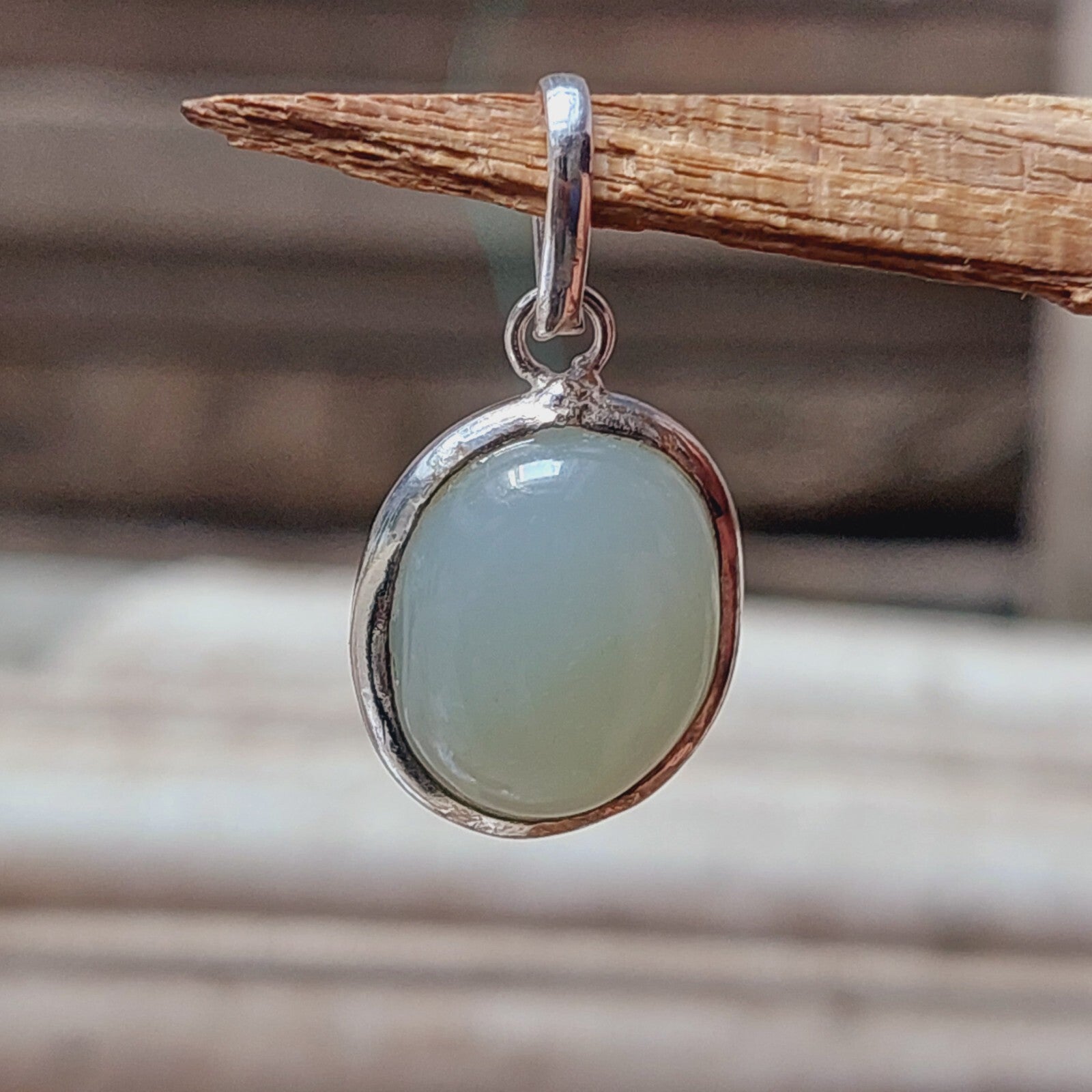 925 Sterling Silver Ovel Opalite Handmade Pendant Necklace,Gift For Friend