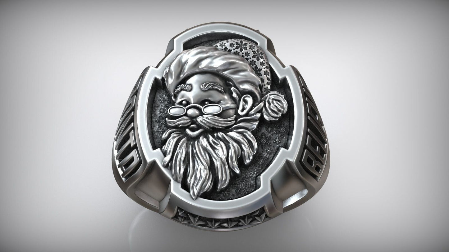925 Sterling Silver Santa Claus Saint Nicholas Believe Ring Santa Ring US5 ~15