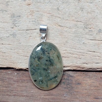 Oval Green Prehnite Gemstone Pendant,925 Sterling Silver Pendant For Women Gift