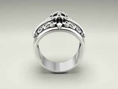 Punk Gothic Skull Cross Biker Ring 925 Silver Pirate Rider Jewelry Gift US5~15