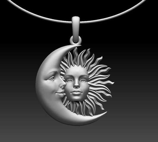 Sun Moon Necklace Silver Celestial Crescent Pendant Family Jewelry Gift