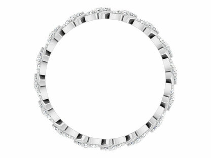 Silver CZ Leaf Shape Eternity Wedding Band Ring Women Floral Style Ring US5-15