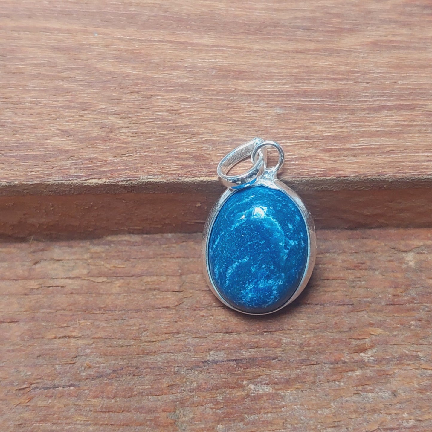 925 Sterling Silver Ovel Natural Blue Lapis Lazuli Pendant Necklace Gift For Her