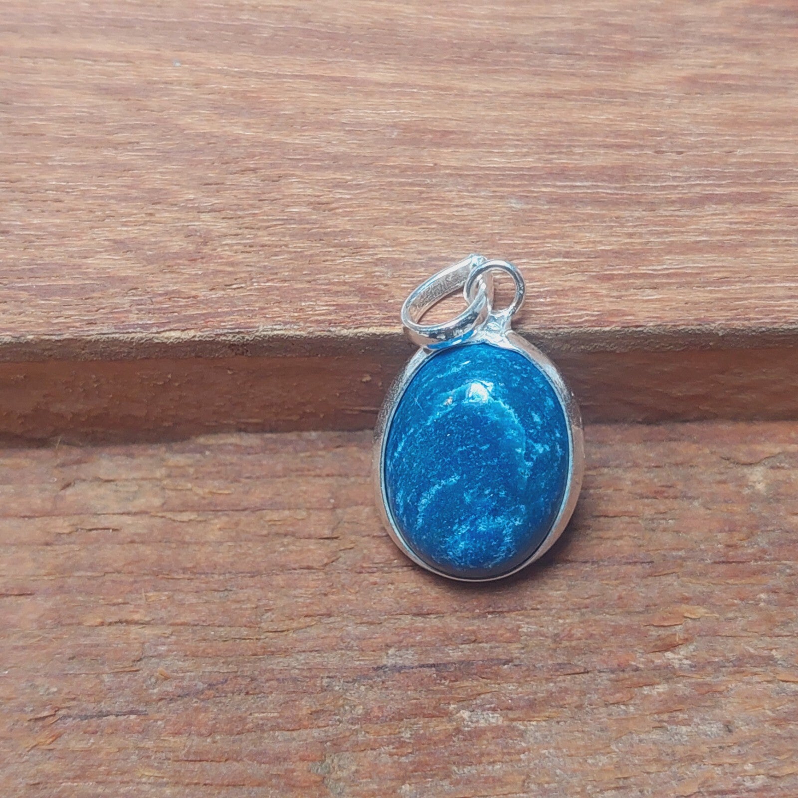 925 Sterling Silver Ovel Natural Blue Lapis Lazuli Pendant Necklace Gift For Her