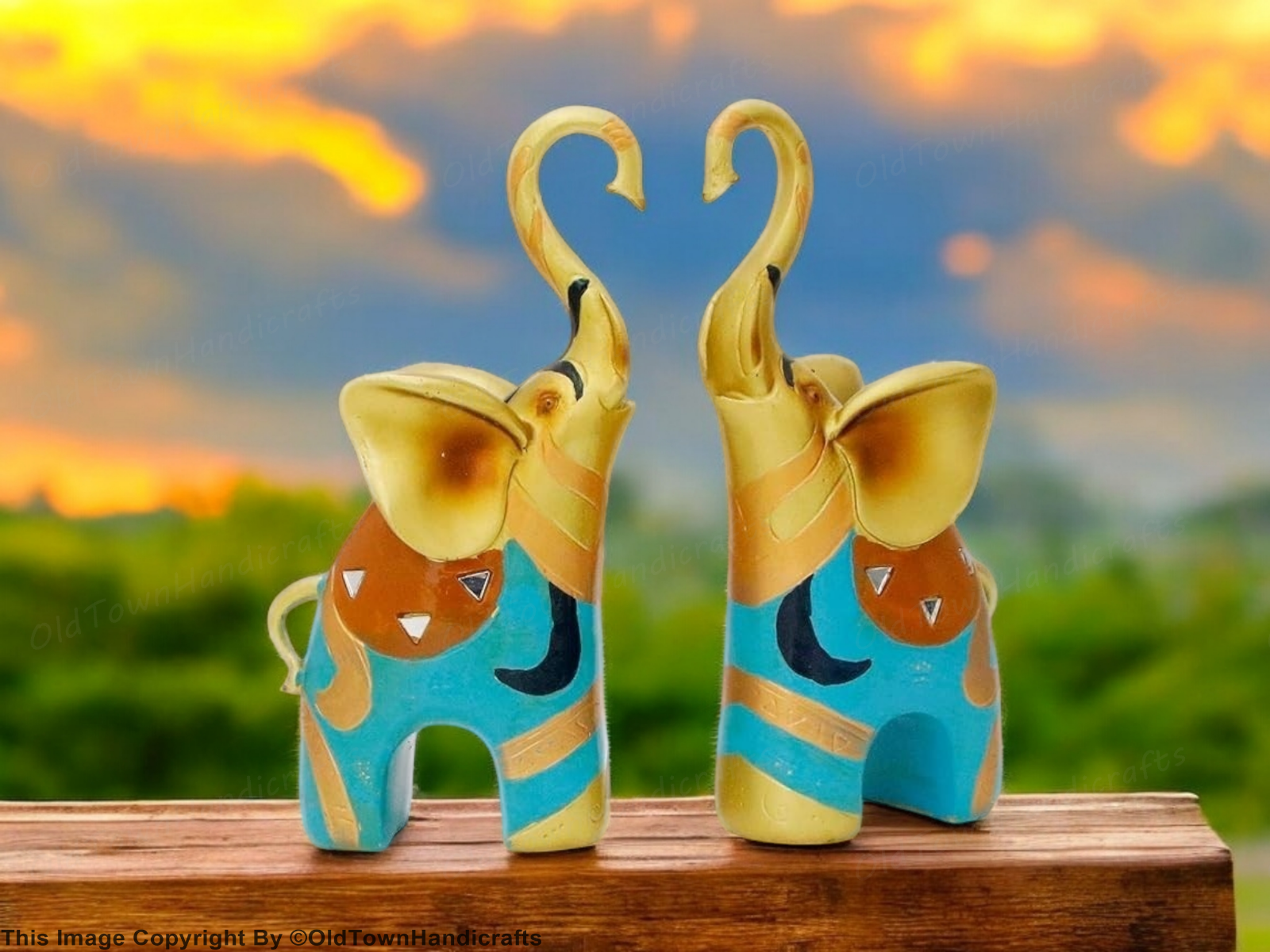 Trunk Up Elephant Statues Couple Figurines for Home Decor Gifts Good Luck