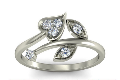 925 Silver Leaf Zircon Ring Dazzling White Cubic Zirconia Handmade Ring Us5~ 15