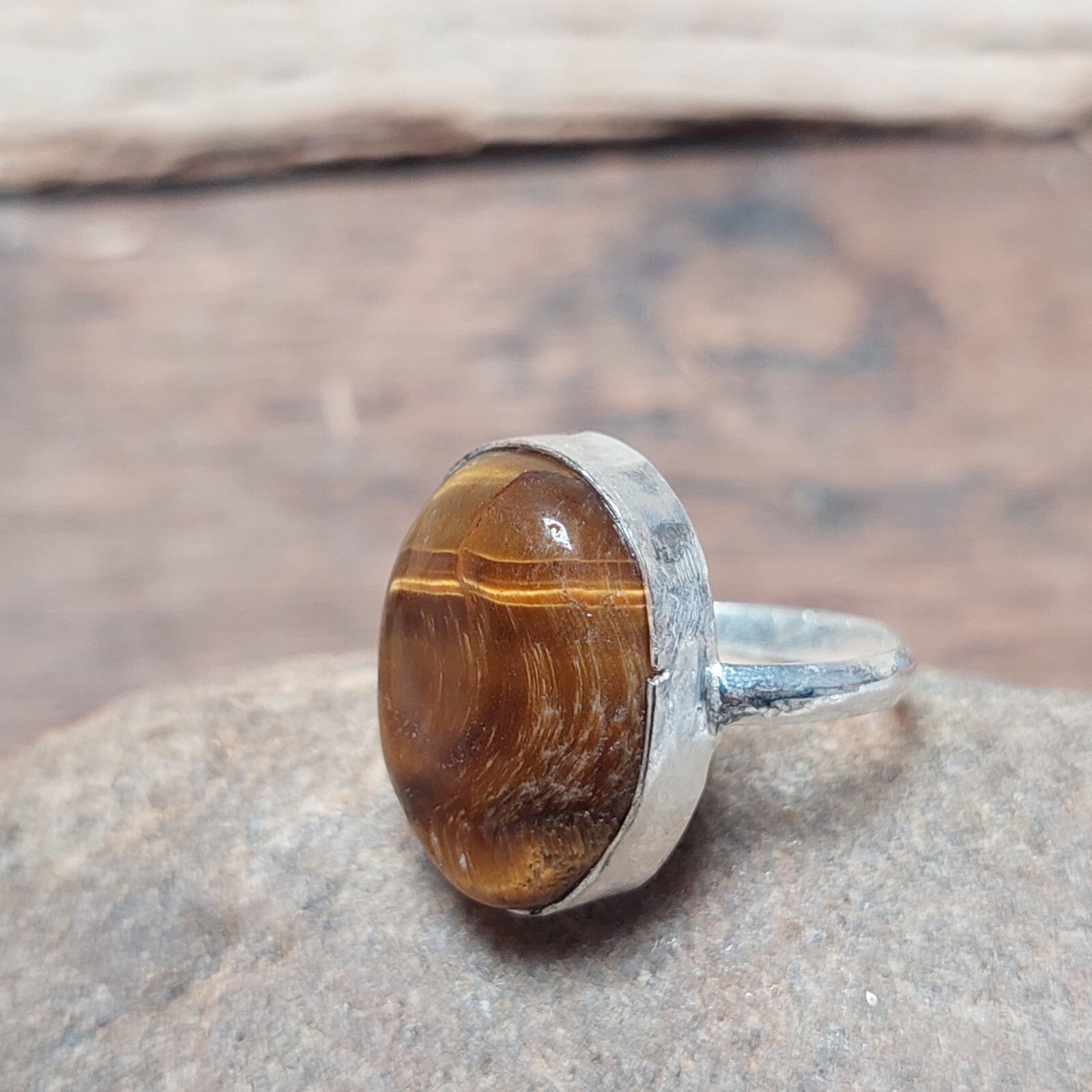 Oval Tigers Eye 925 Sterling Silver Handmade Statement Women Ring Promise Ring