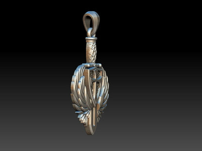 925 Sterling Silver Saint Michael Archangel Shield Sword Cross Pendant Necklace