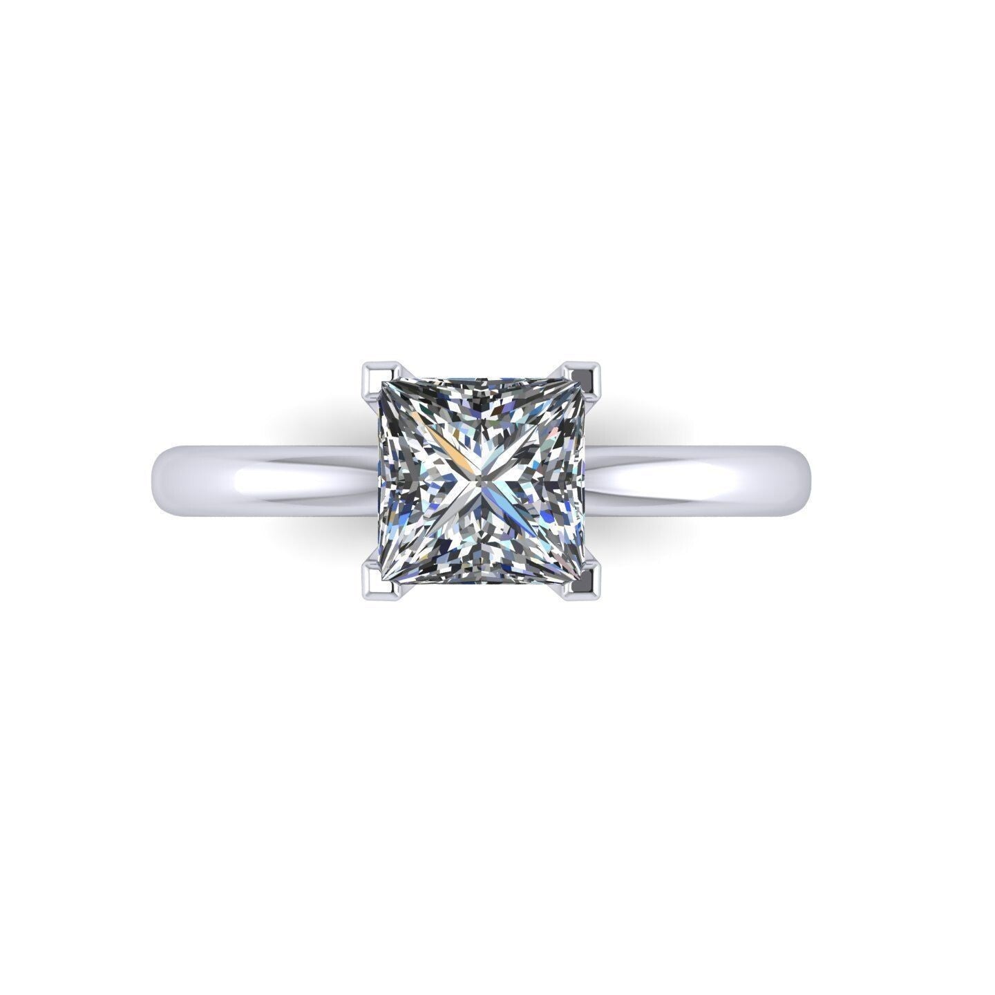 Princess Cut Moissanite Solitaire Engagement Wedding Ring 925 Silver US5~ 15
