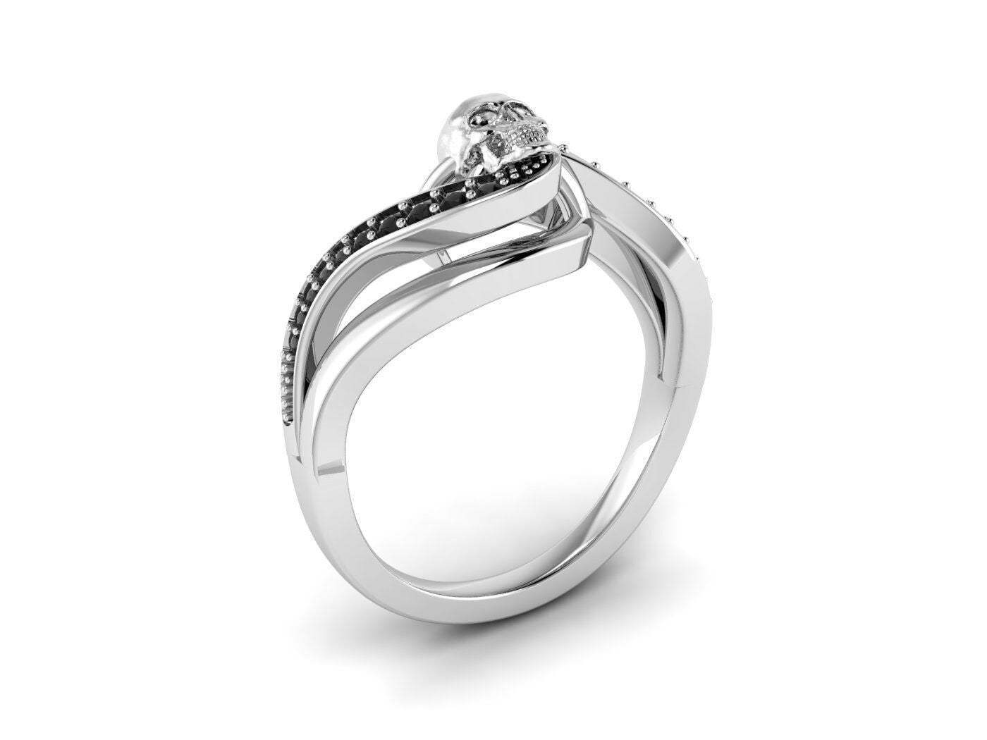 Best Quality Skull Ring Gothic Biker Skull CZ Punk Silver Ring Fast Ship US5~15