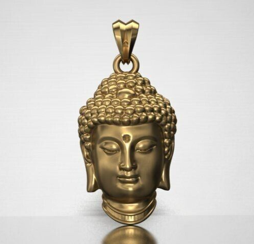 Buddha Head Brass Pendant Lucky Buddha Charm Religious Necklace For Men Family