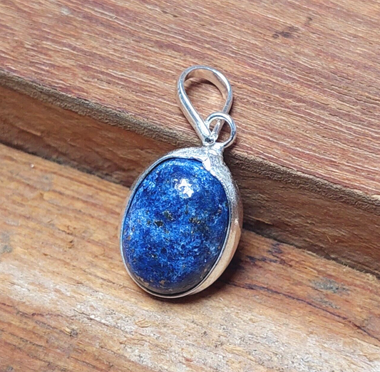 925 Sterling Silver Ovel Lapis Lazuli Pendant Necklace,September Birthstone Gift