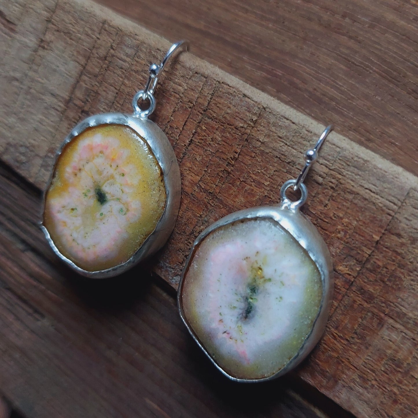 Unique Natural Color Solar Quartz 925 Sterling Silver Handmade Drop Earrings