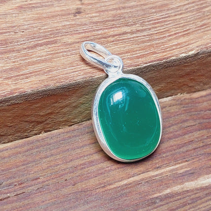 Ovel Green Onyx Pendant,925 Sterling Silver Green Gemstone Pendant Gift For Her