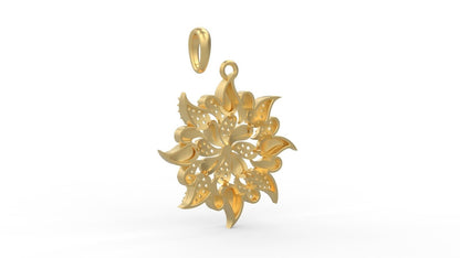 Brass Flower Round Circle Yoga Pendant Necklace Daisy Plumeria Charm Women Gift